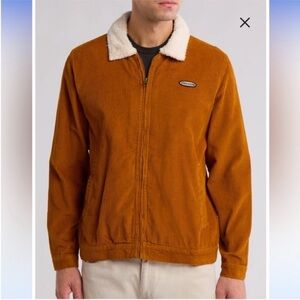 Volcom Large Coat Halecrest Corduroy Trucker Jacket Faux Shearling Collar NWT